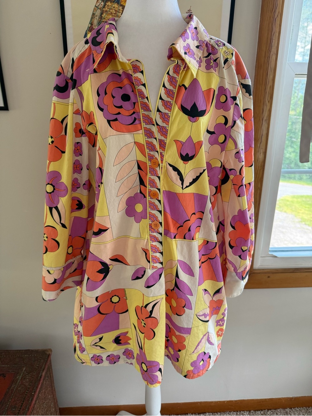 Vintage Averardo Bessi Italy Signed Print Cotton Mod Tunic Mini Dress